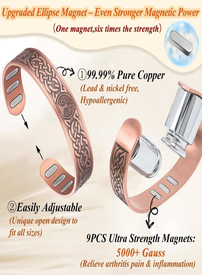 Cigmag Copper Magnetic Bracelet for Men, with Powerful 9X 5000 Gauss Magnets, Adjustable Solid Pure Copper (Sun Moon Life Tree) - Image 3